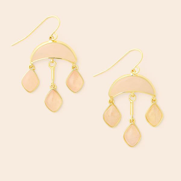 Stone Crescent Drop Earrings Rose Quartz Stone Crescent Drop Earrings Rose Quartz