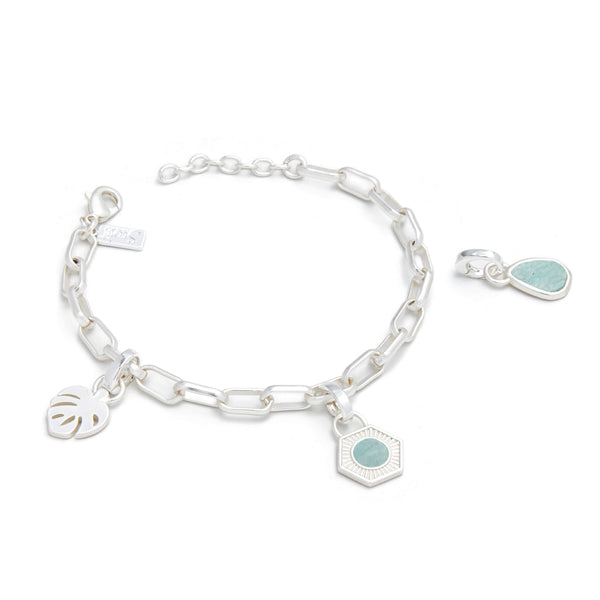 Interchangeable Charm Bracelet - Amazonite/Courage/Silver - Scout
