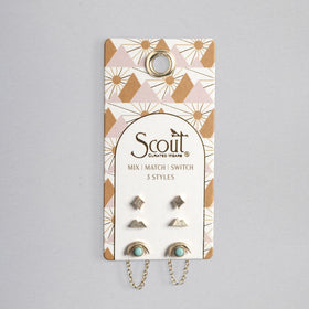 Stud Trio Ear Jacket Set - Mountain/Turquoise/Gold