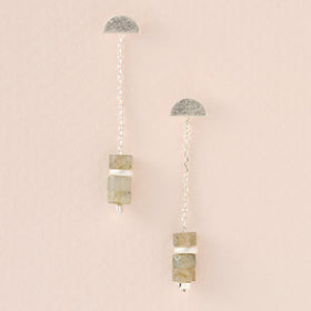 Stone Meteor Thread/Jacket Earring - Labradorite/Silver