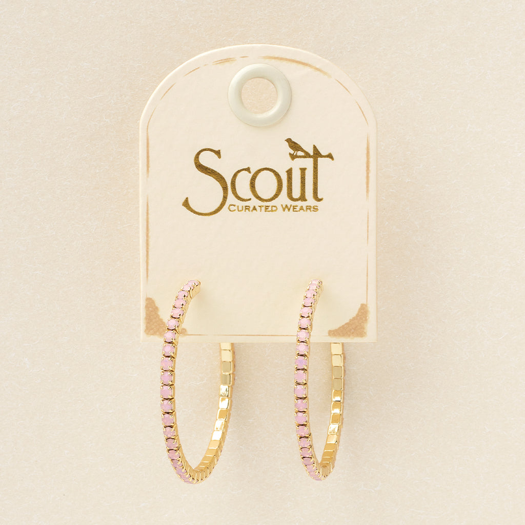 Sparkle & Shine Sm Rhinestone Hoop Earring - Rose Water Opal/Gold