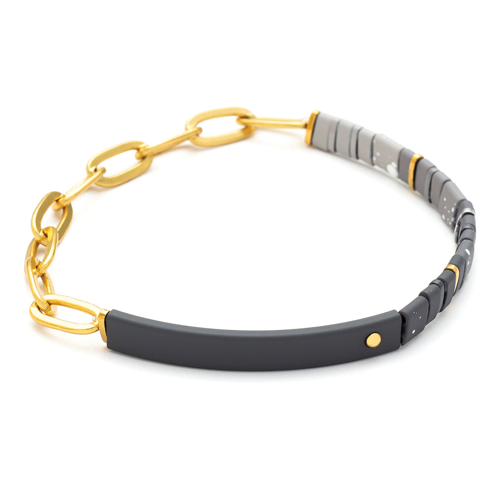 Good Karma Ombre w/Chain Bracelet - Strength & Grace Charcoal/Gold