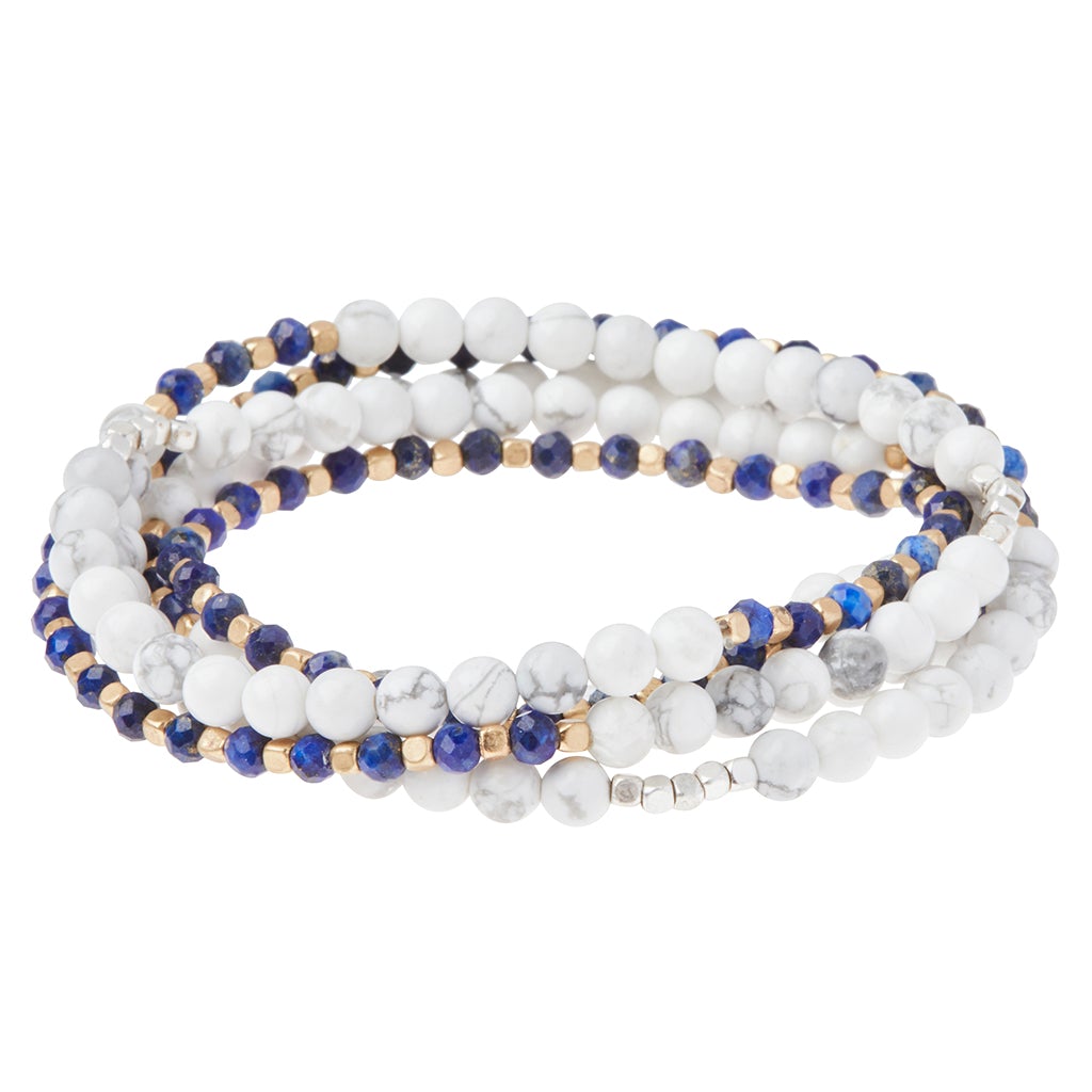 Stone Duo Wrap Bracelet/Necklace - Howlite & Lapis