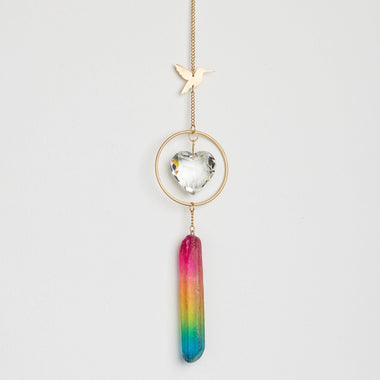 Stone Suncatcher - Hummingbird/Rainbow Stone