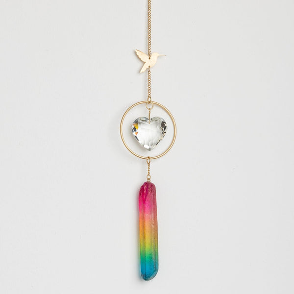 Stone Suncatcher - Hummingbird/Rainbow Stone