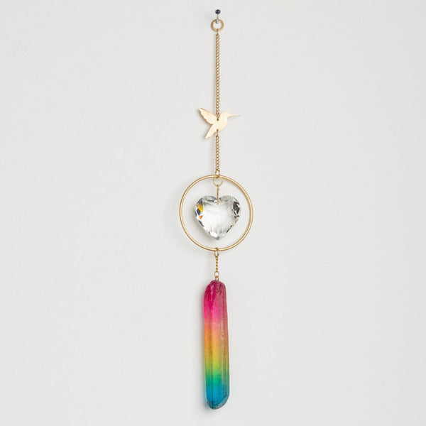 Stone Suncatcher - Hummingbird/Rainbow Stone
