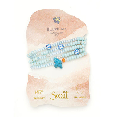 Ceramic Bead Wrap Bracelet/Necklace - Joy/Bluebird