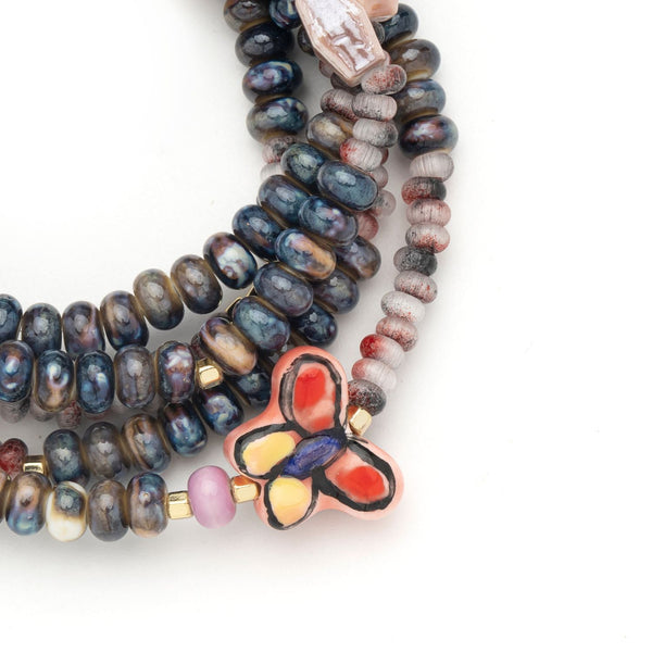 Ceramic Bead Wrap Bracelet/Necklace - Transformation/Butterfly