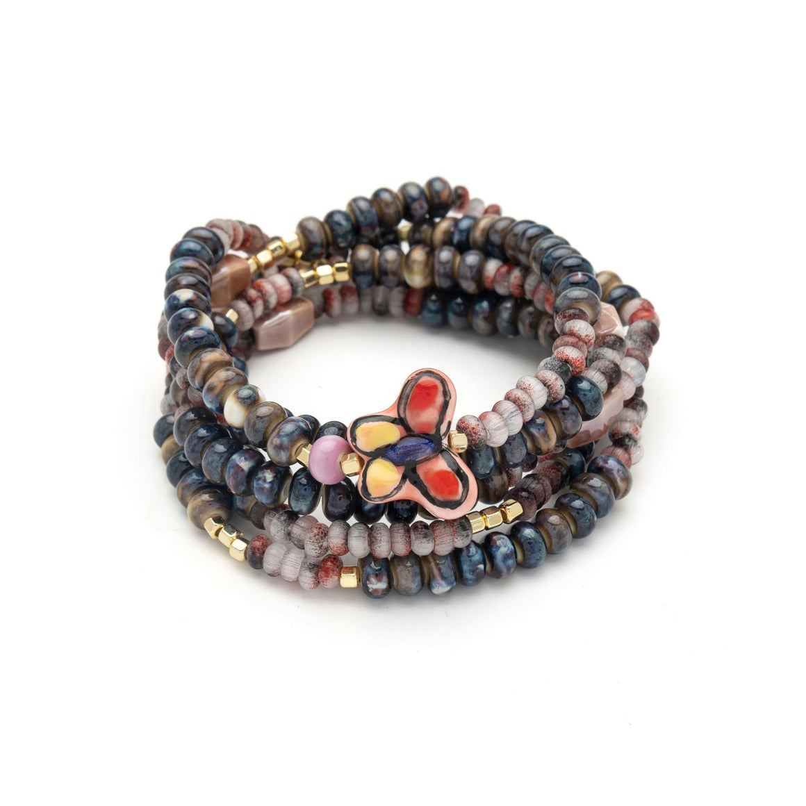 Ceramic Bead Wrap Bracelet/Necklace - Transformation/Butterfly