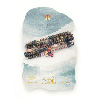 Ceramic Bead Wrap Bracelet/Necklace - Transformation/Butterfly