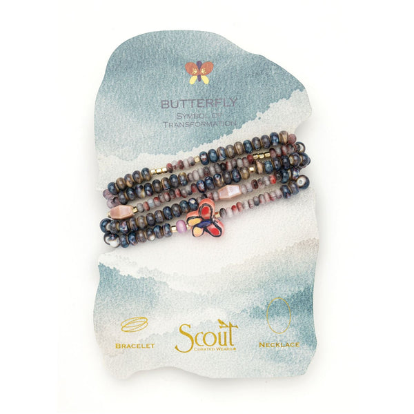 Ceramic Bead Wrap Bracelet/Necklace - Transformation/Butterfly