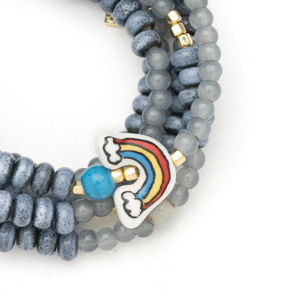 Ceramic Bead Wrap Bracelet/Necklace - Hope/Rainbow