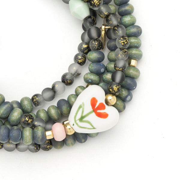 Ceramic Bead Wrap Bracelet/Necklace - Love/Heart