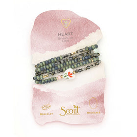 Ceramic Bead Wrap Bracelet/Necklace - Love/Heart
