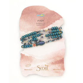 Ceramic Bead Wrap Bracelet/Necklace - Harmony/Fish