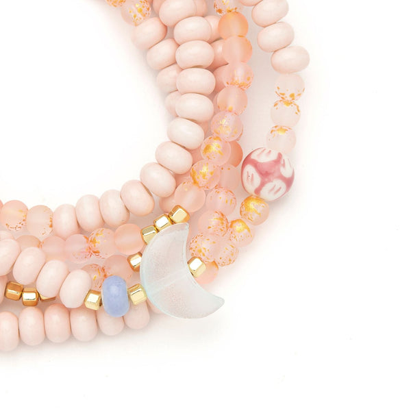 Ceramic Bead Wrap Bracelet/Necklace- Balance/Moon