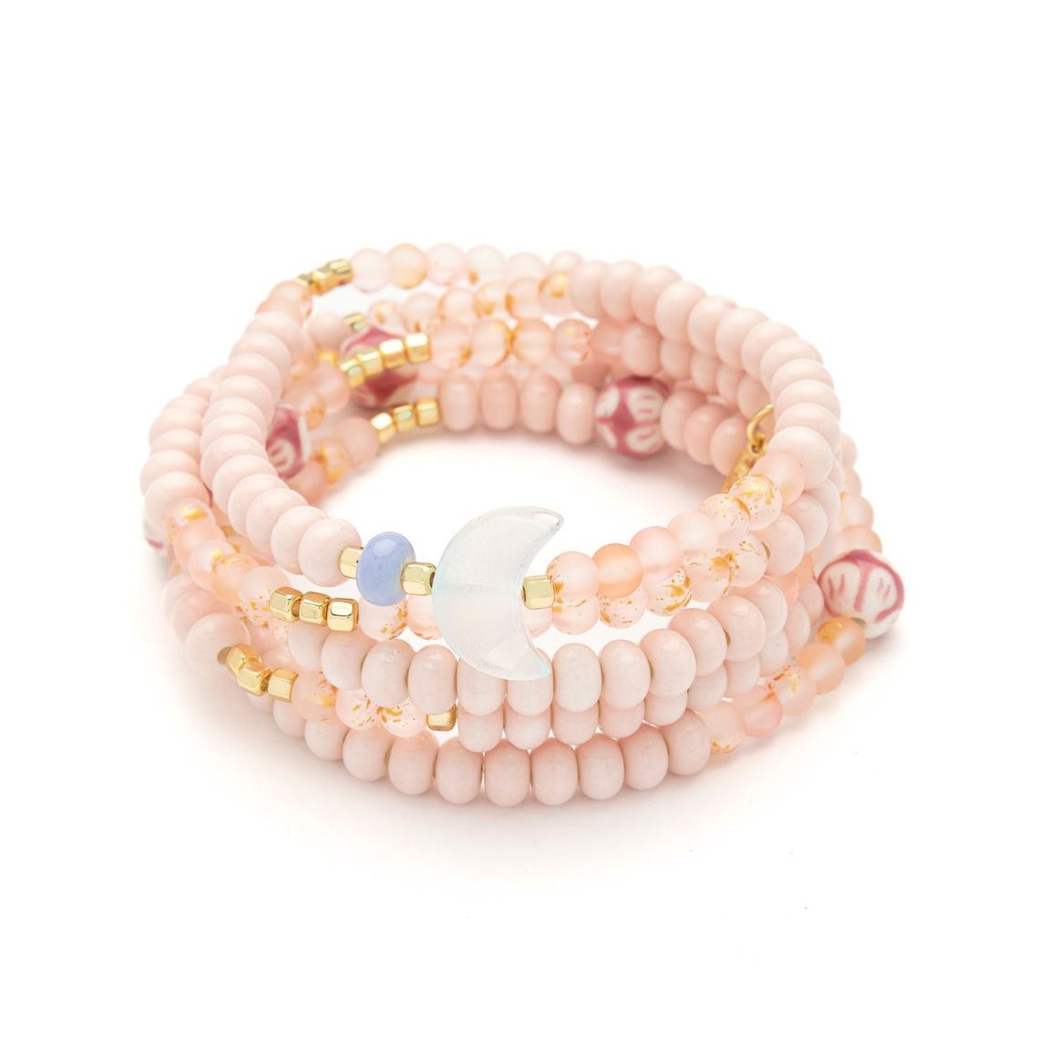 Ceramic Bead Wrap Bracelet/Necklace- Balance/Moon