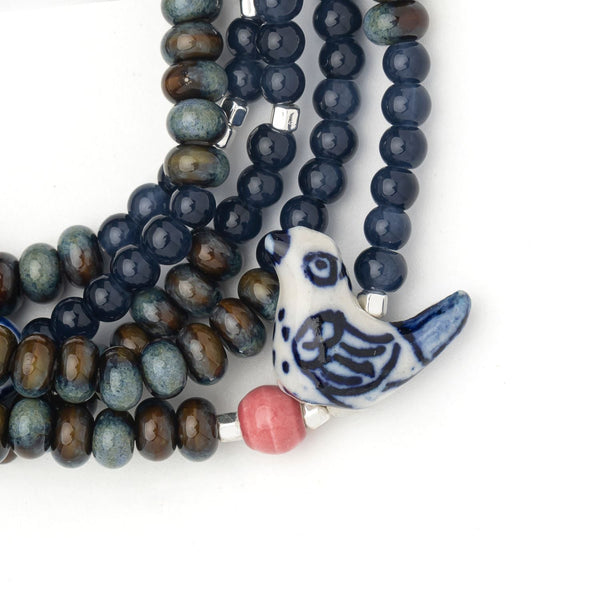 Ceramic Bead Wrap Bracelet/Necklace - Peace/Dove