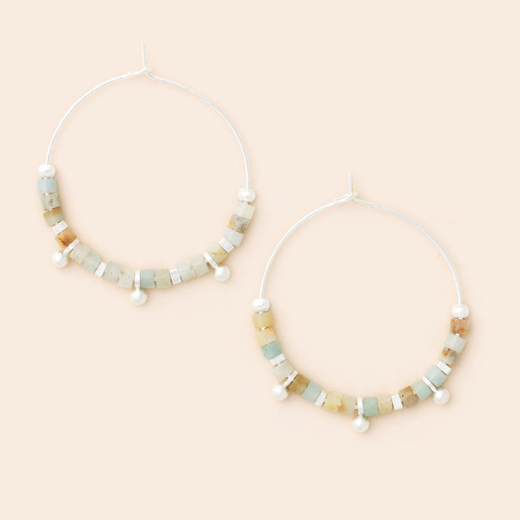 Stone Crescent Drop Earring - Amazonite/Silver Stone Crescent Drop Earring - Amazonite/Silver