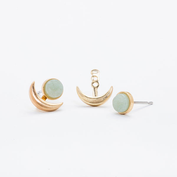 Stone Moon Phase Ear Jacket - Pyrite/Gold