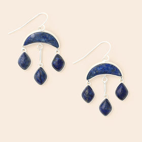 Stone Crescent Drop Earring - Lapis/Silver