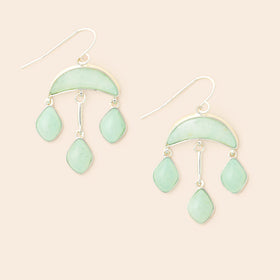 Stone Crescent Drop Earring - Amazonite/Silver