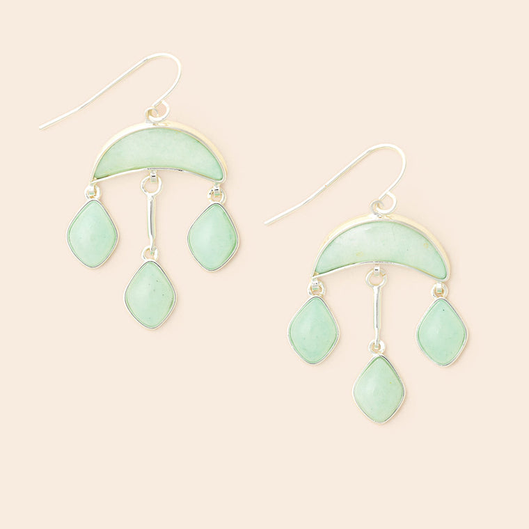 Stone Crescent Drop Earring - Amazonite/Silver Stone Crescent Drop Earring - Amazonite/Silver