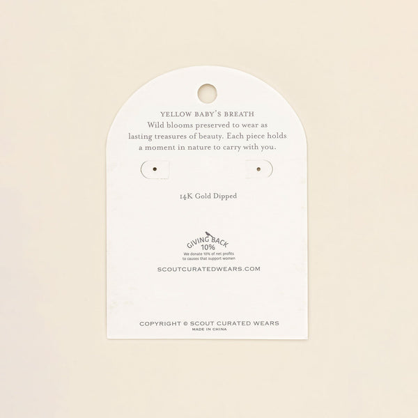 Pressed Flower Hoop Earring - Yellow Baby's Breath/Gold