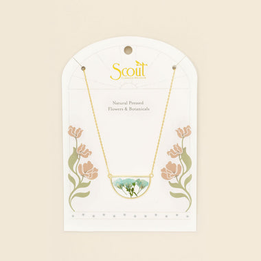 Pressed Flower Necklace - Blue Baby's Breath/Gold