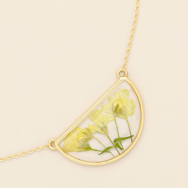 Pressed Flower Necklace - Yellow Baby's Breath/Gold