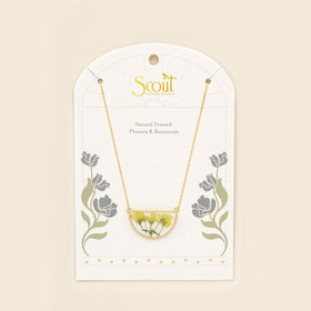 Pressed Flower Necklace - Yellow Baby's Breath/Gold