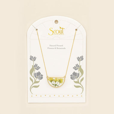Pressed Flower Necklace - Yellow Baby's Breath/Gold
