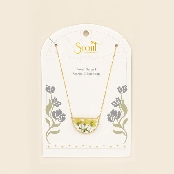Pressed Flower Necklace - Yellow Baby's Breath/Gold