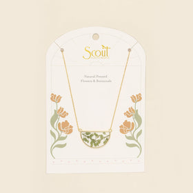 Pressed Flower Necklace - Green Peppergrass/Gold