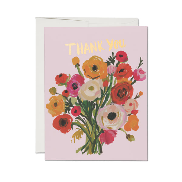 Ranunculus Flower Bouquet Thank You Greeting Card