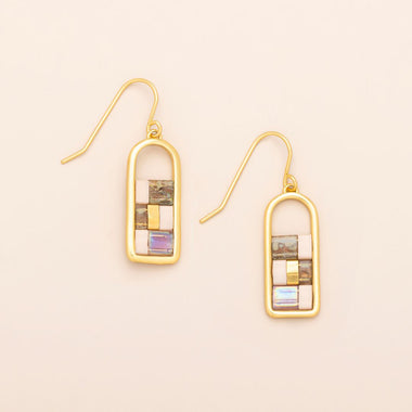 Good Karma Miyuki Frame Earring - Blush/Topaz/Gold