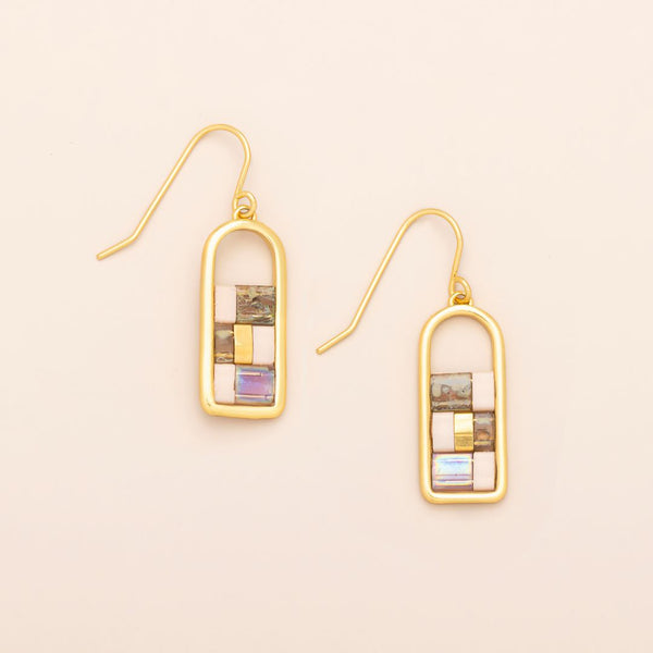 Good Karma Miyuki Frame Earring - Blush/Topaz/Gold