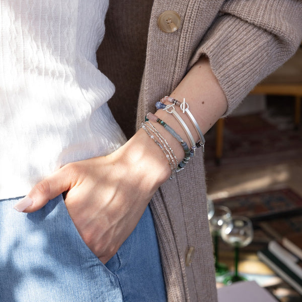 Hidden Message Bracelet - Boss B♥tch/Rose Quartz/Silver