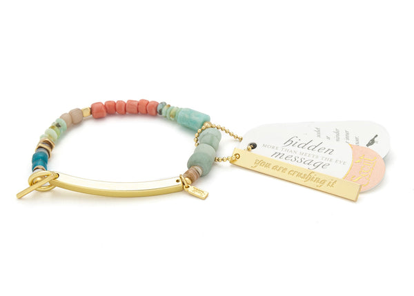 Hidden Message Bracelet - Crushing It/Amazonite/Gold