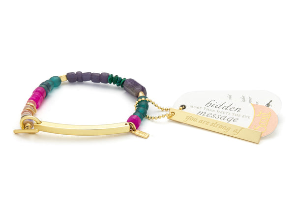 Hidden Message Bracelet - Strong AF/Amethyst/Gold