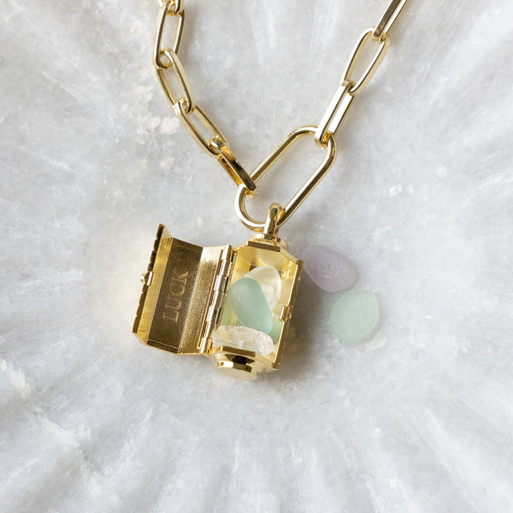 Stella Locket Necklace - Positive Energy/Pyrite/Gold - Scout Curated Wears