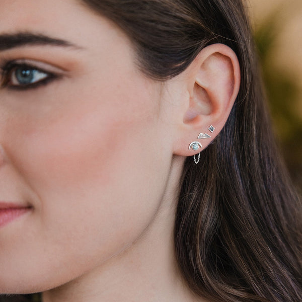 Stud Trio Ear Jacket Set - Mountain/Blue Howlite/Silver