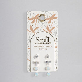 Stud Trio Ear Jacket Set - Dragonfly/Opalite/Silver