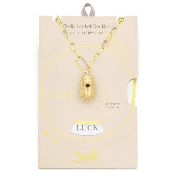 Stella Locket Necklace - Positive Energy/Pyrite/Gold