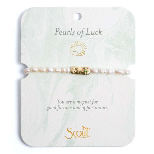 Pearl Affirmation Bracelet - Luck/Gold