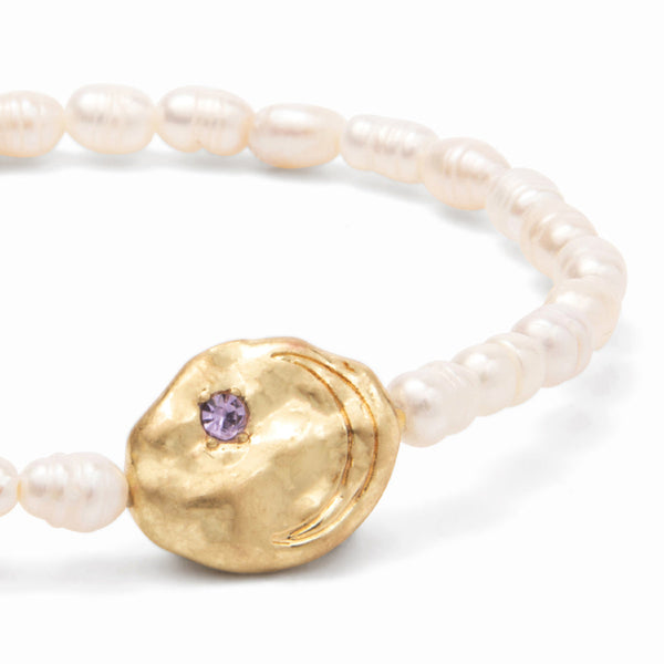 Pearl Affirmation Bracelet - Protection/Gold