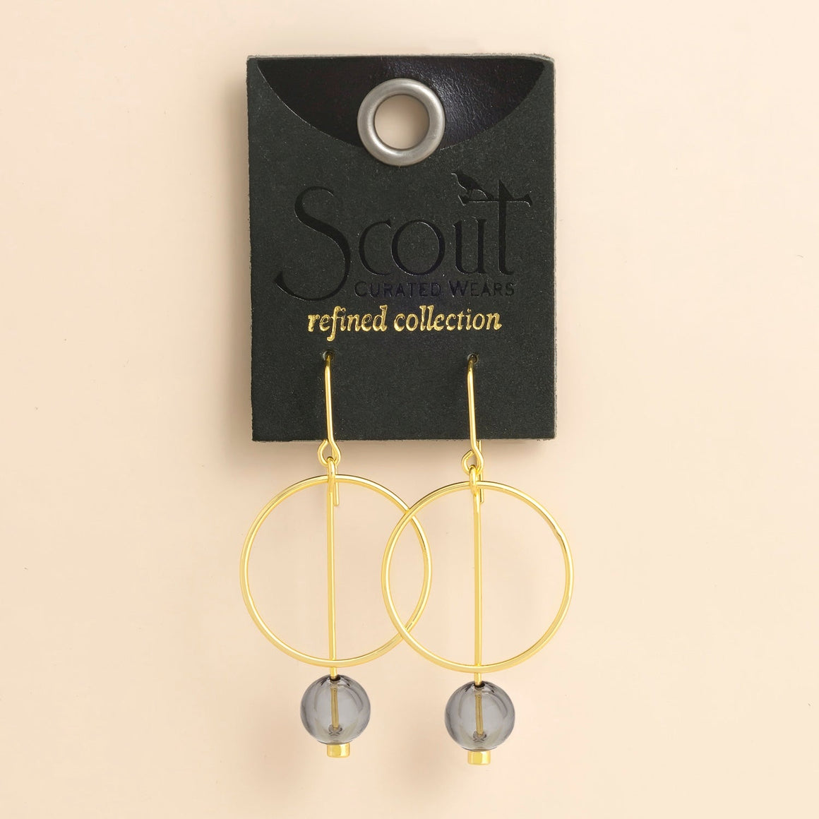 Refined Glass Drop Earrings - Smoke/Gold