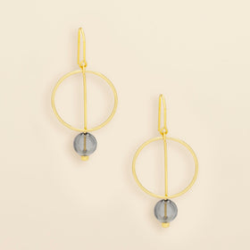 Refined Glass Drop Earrings - Smoke/Gold