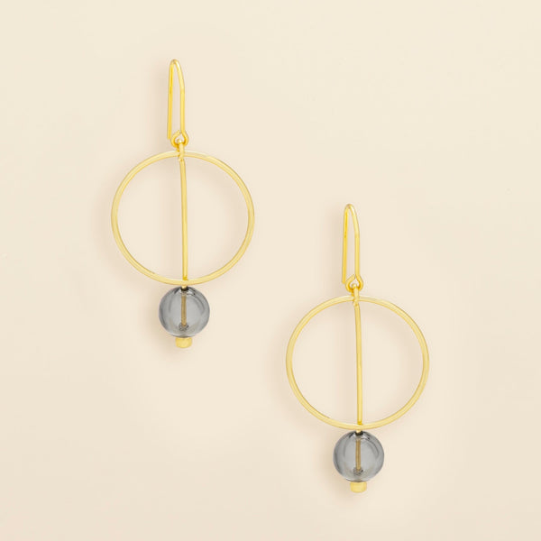 Refined Glass Drop Earrings - Smoke/Gold