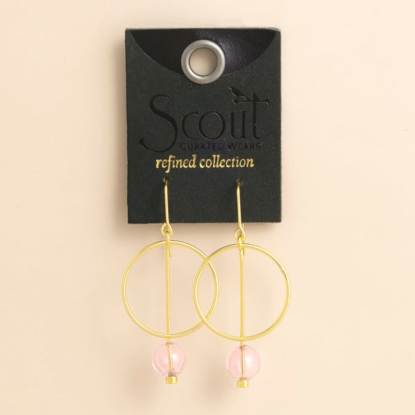 Refined Glass Drop Earrings - Pink/Gold